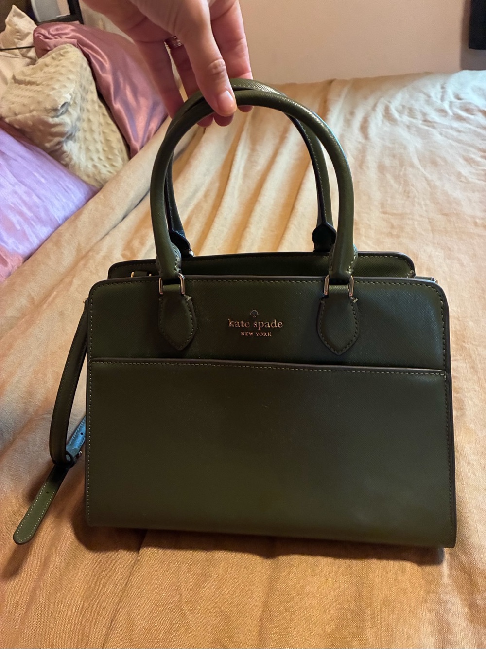 kate spade olive green leather satchel